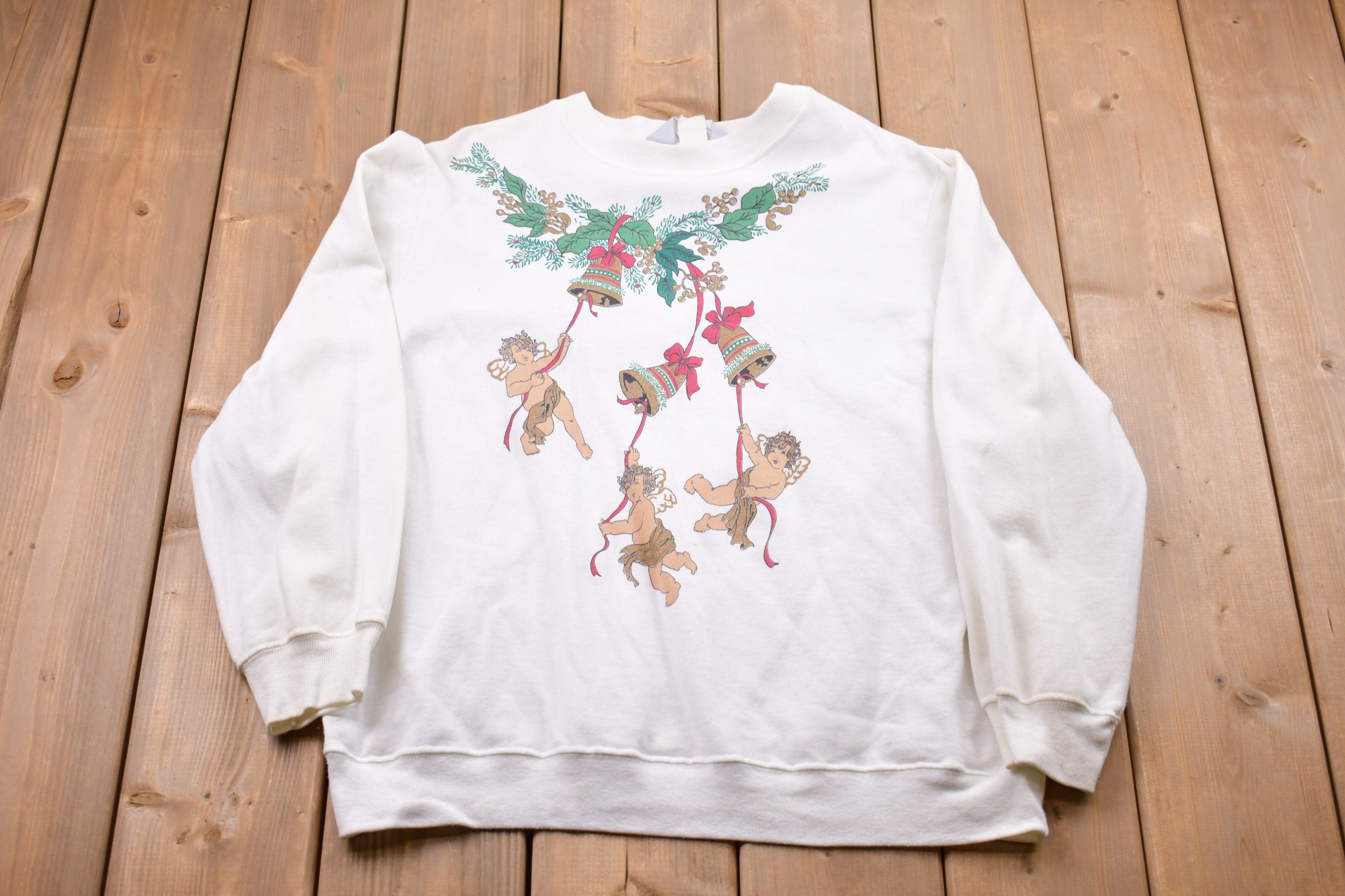 Vintage 1990s Blair Jingle Bells Angels Graphic Crewneck