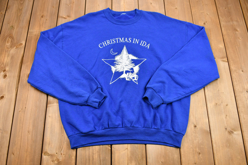 Vintage 1990s Christmas In Ida Festival Graphic Crewneck Sweatshirt , 90s Holiday Pullover , Winter Wear , Festive Print , Made in USA