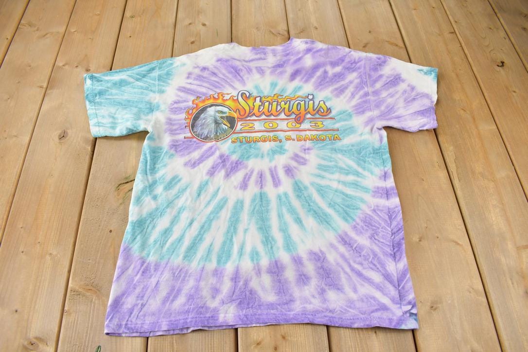 Vintage 2003 Sturgis Black Hills Motorcycle Rally Tie Dye T-Shirt