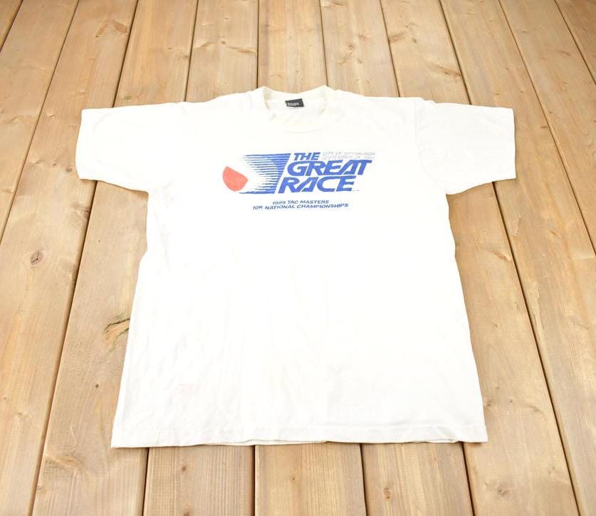 Vintage 1989 The Great Race Sears 10K Souvenir Travel T-Shirt Made In USA