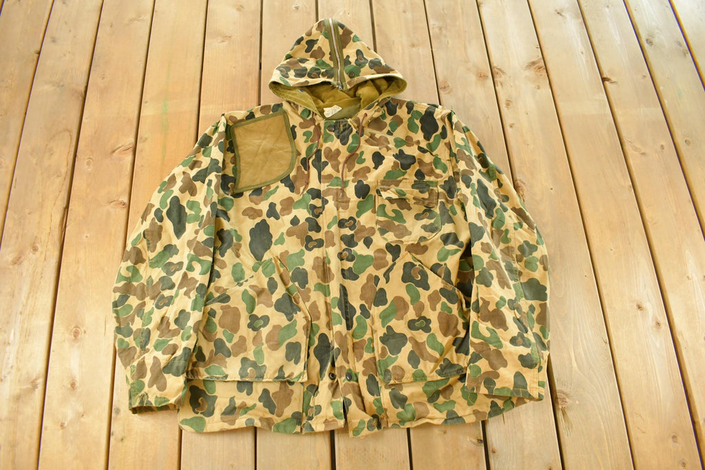 Vintage 1970s Duck Camo Canvas Hunting Jacket Men's XL