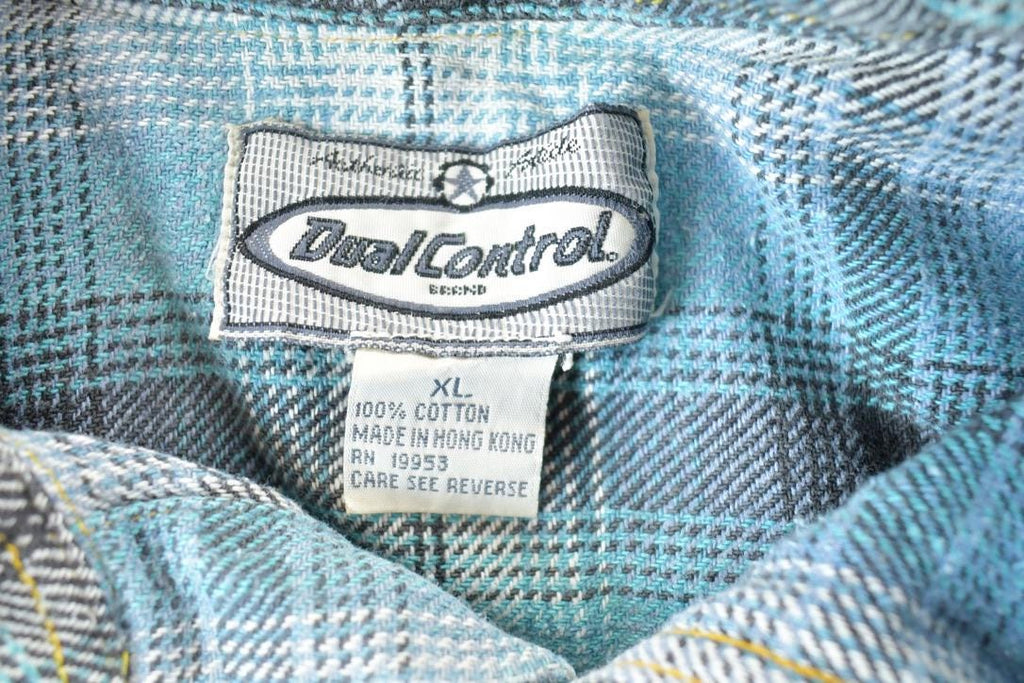 Vintage 1990s Dual Control Plaid Button Up Shirt Mens XL