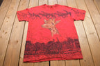 Vintage 1990s Anvil Giraffe All Over Print Graphic T Shirt