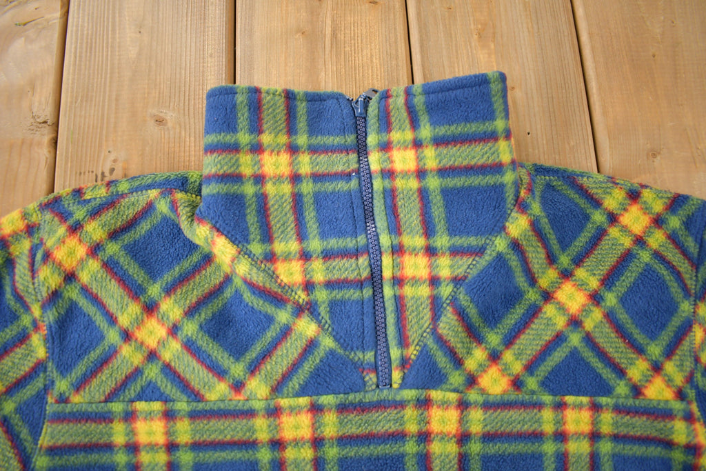 Vintage 1990s Liz Claiborne Plaid Fleece Sweater