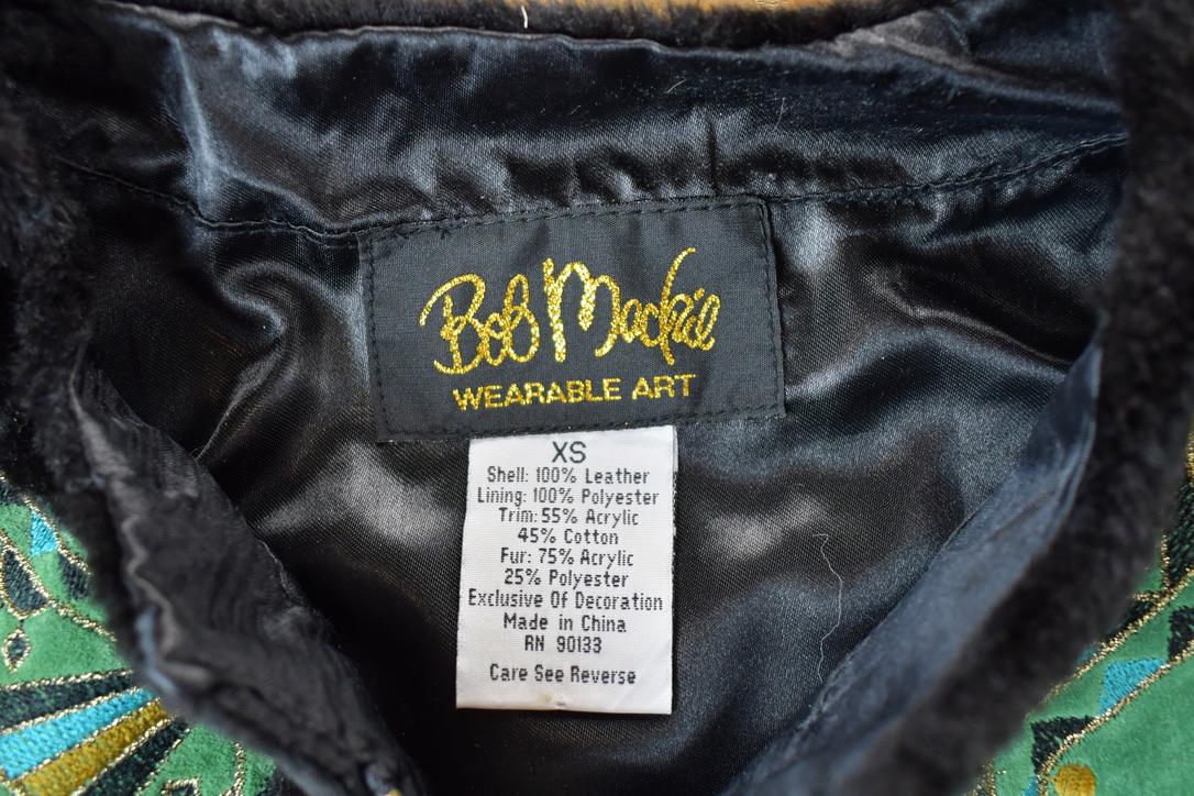 Vintage 1990s Bob Mackie Leather Knit Zip Up Vest