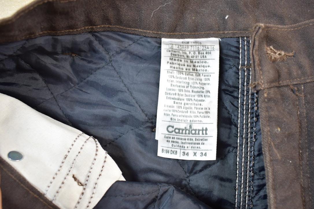 Vintage Y2K Carhartt Double Knee Heavy Lined Denim Work Jeans Size 34 x 34