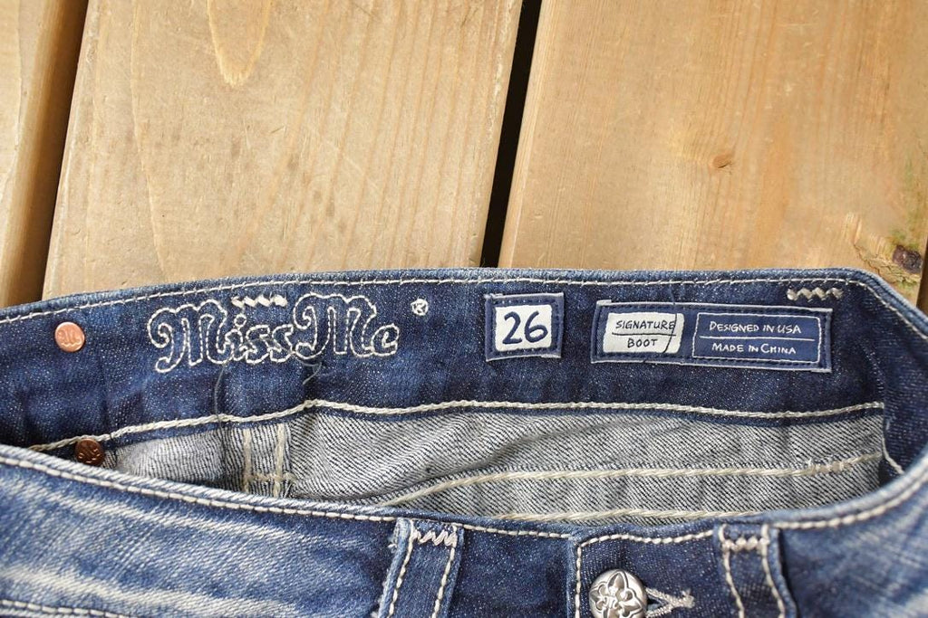 Vintage Deadstock Y2K Miss Me Bedazzled Low Rise Jeans Women's Size 26x31