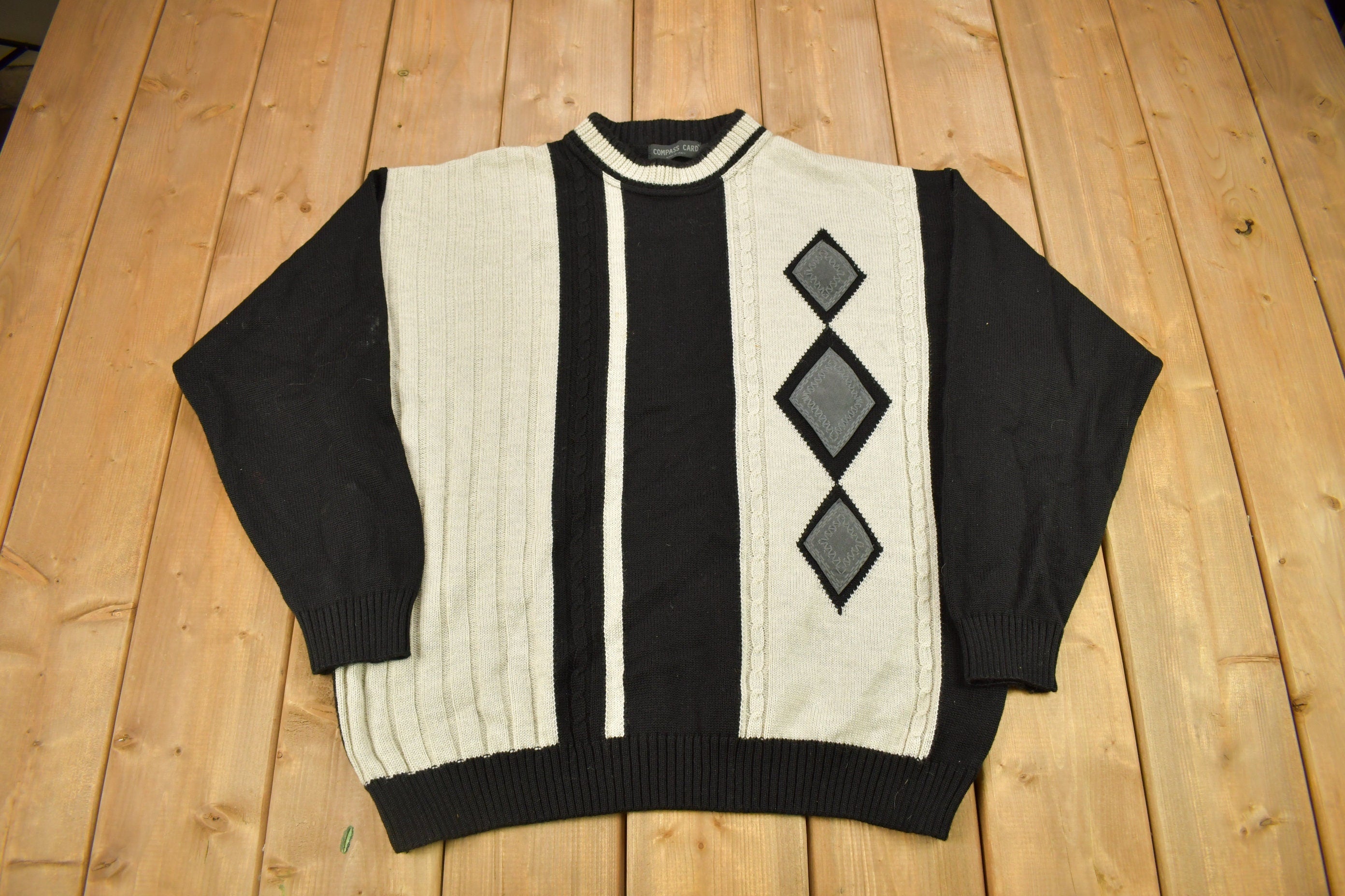 Vintage 1990s Compass Card Knitted Crewneck Sweater
