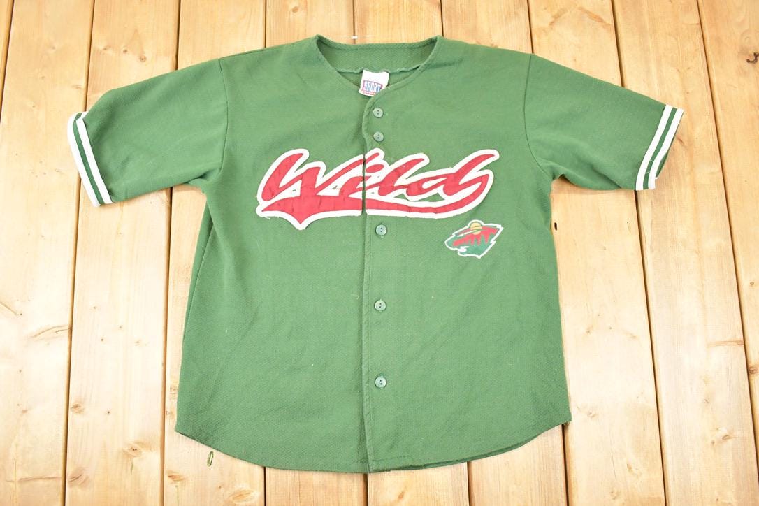 Vintage 1990s Minnesota Wild MLB Button Up Jersey Men's M