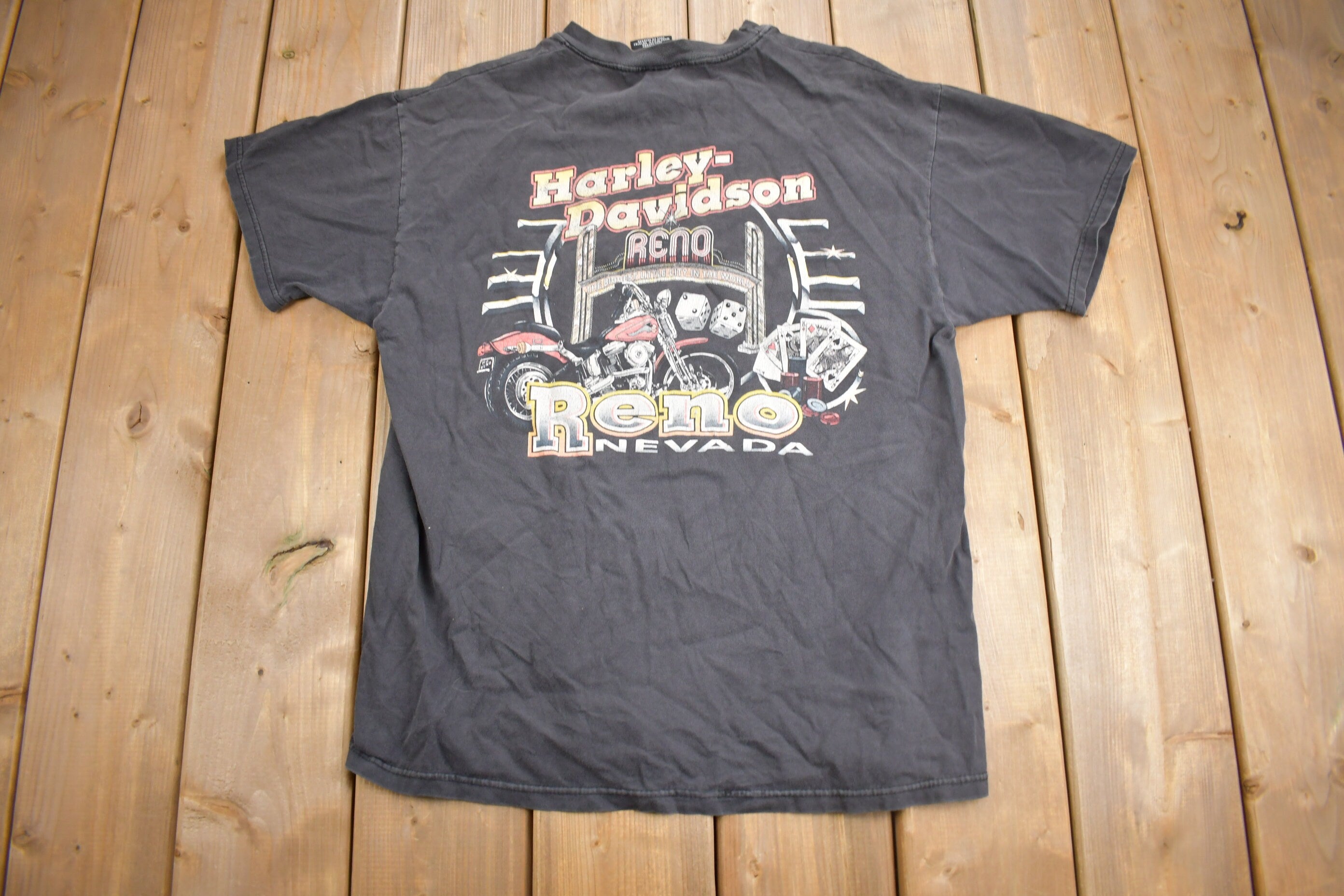 Vintage 1990s Harley Davidson Reno Nevada Motorcycles T-Shirt
