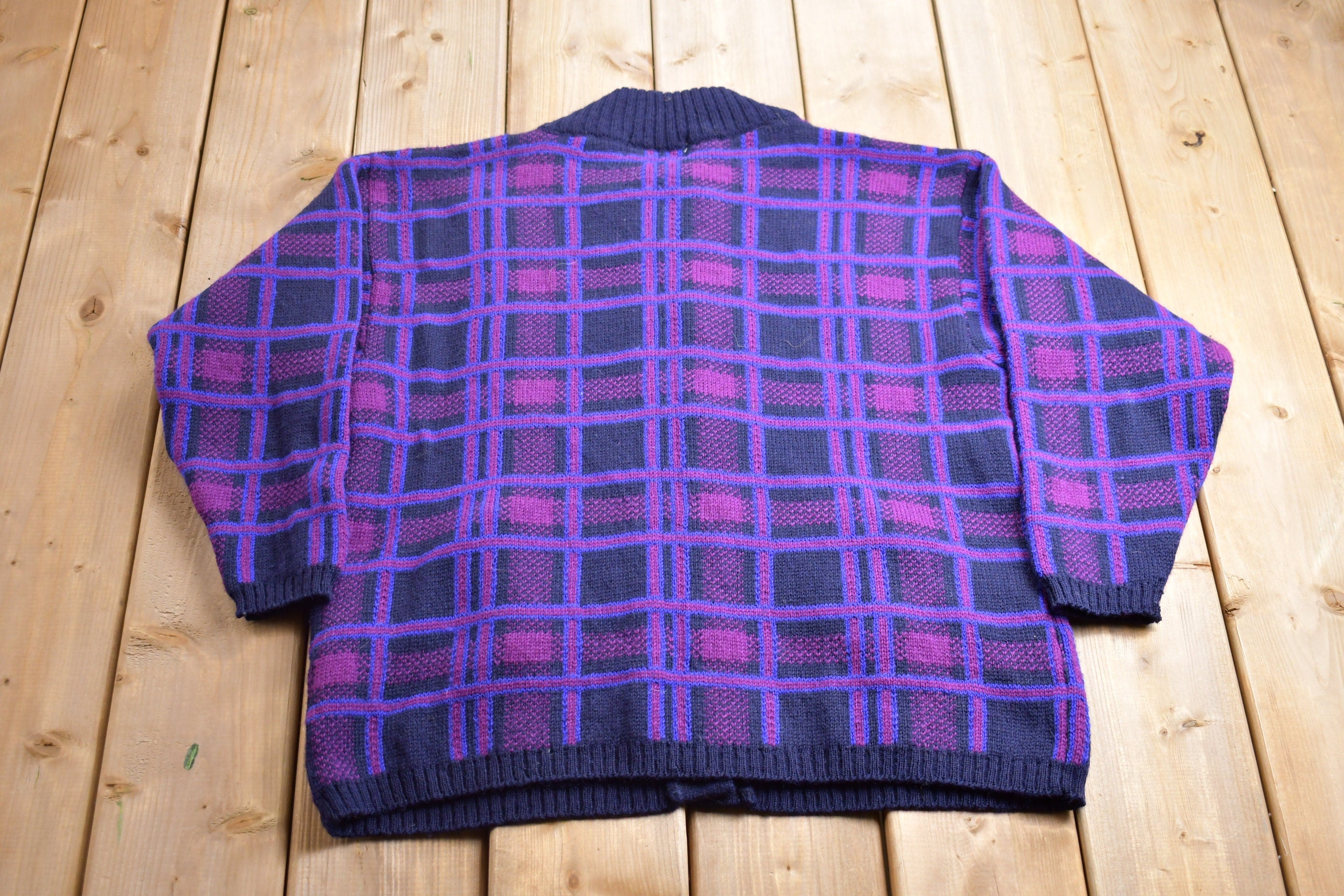 Vintage 1990s Quill's Wool Knit Button Up Sweater