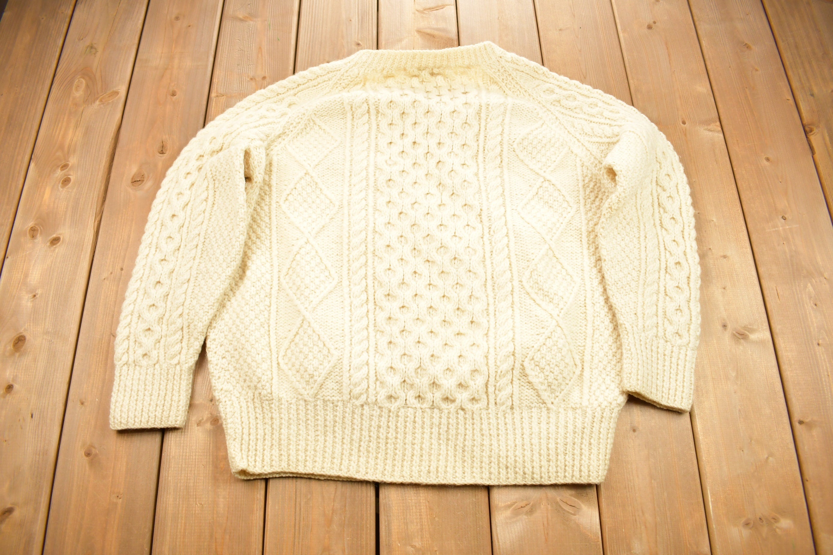 Vintage 1980s Cable Knitted Crewneck Sweater