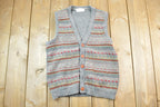 Vintage 1990s Heather & Tweed Quarter Button Knit Cardigan Sweater Vest