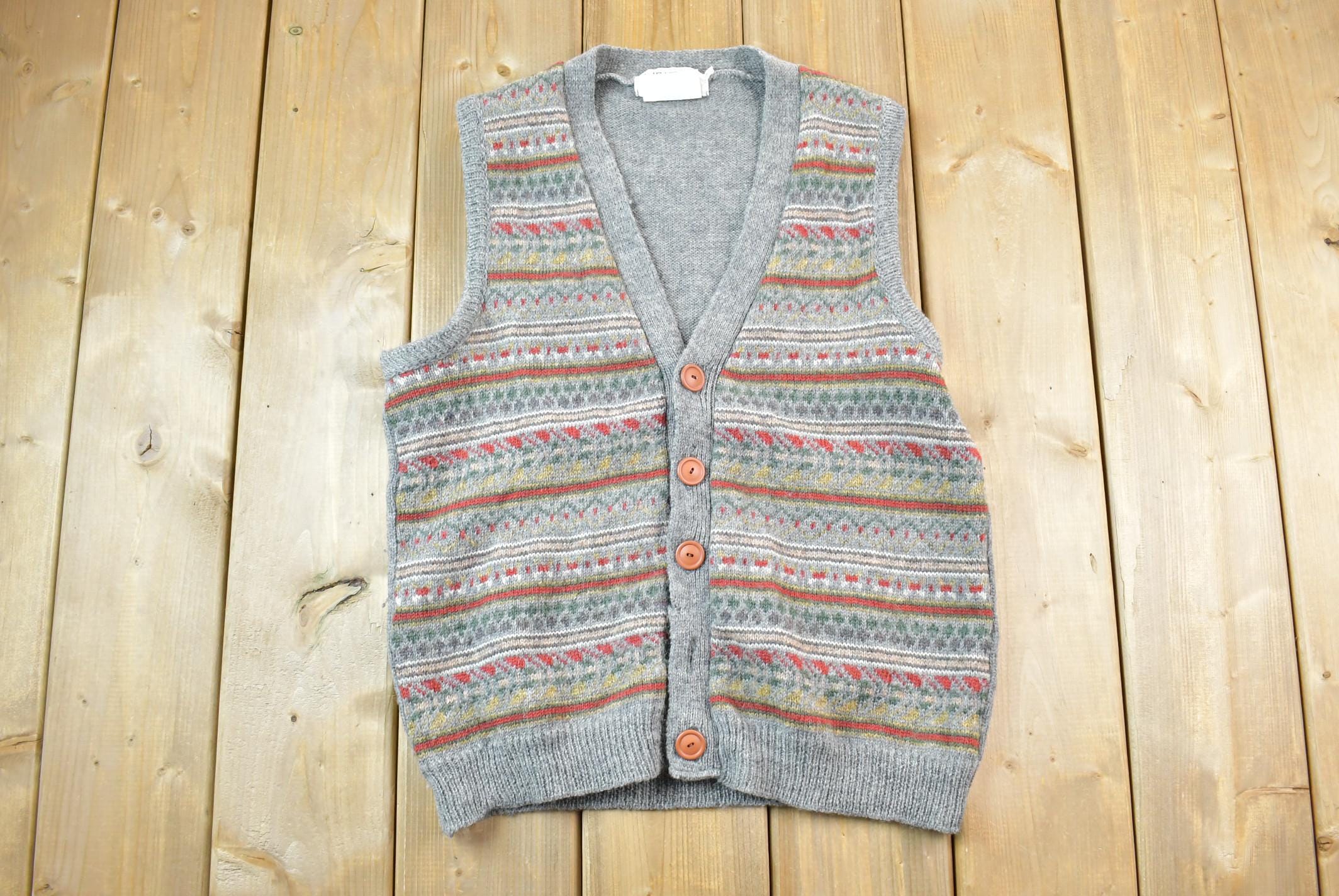 Vintage 1990s Heather & Tweed Quarter Button Knit Cardigan Sweater Vest