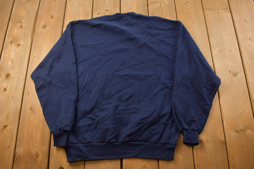 Vintage 1990s Jerzees Navy Blank Crewneck Sweatshirt