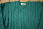 Vintage 1990s Quissett Cove Green Cable Knit Crewneck Sweater