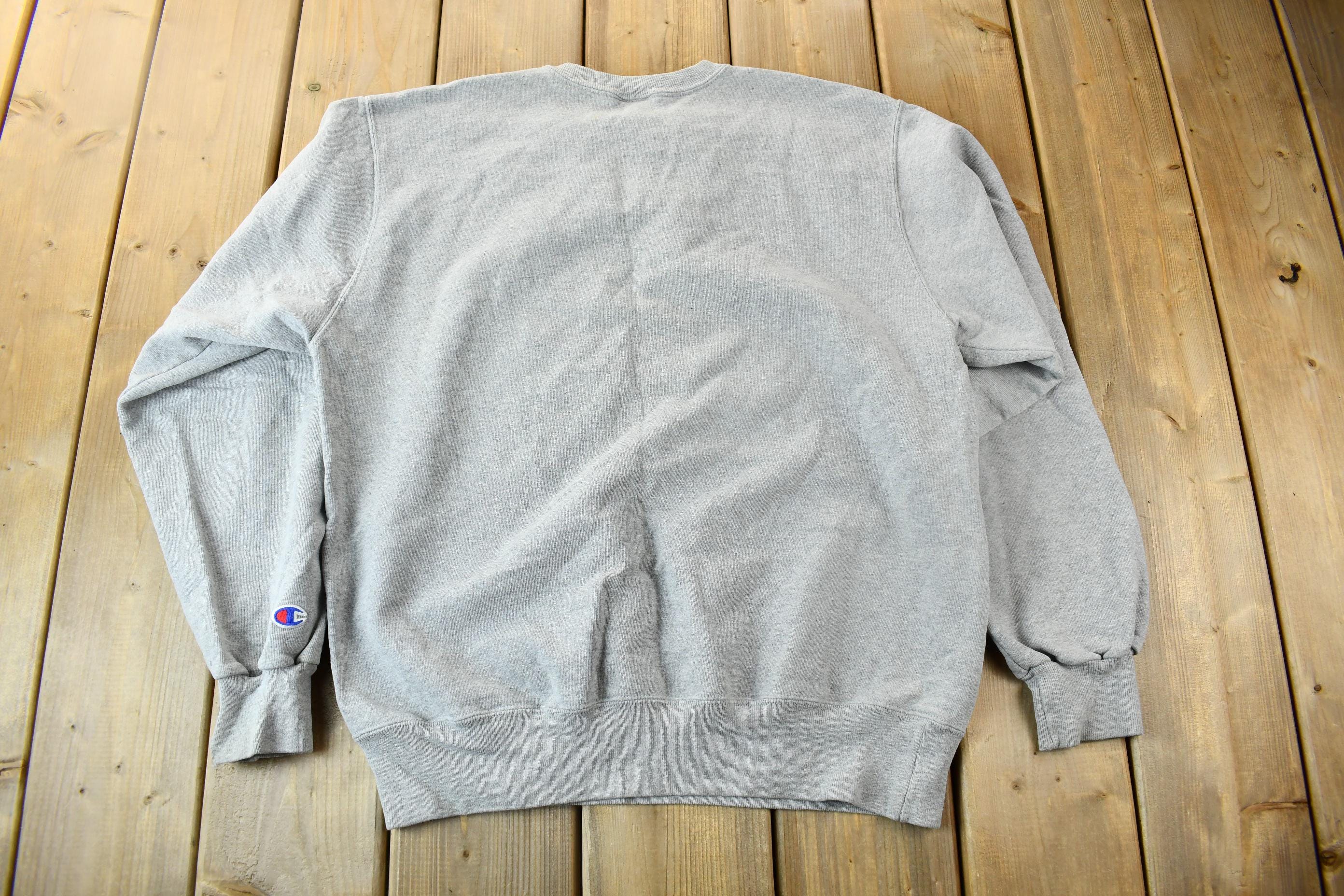 Vintage 1990s Champion Mini Logo Grey Crewneck Sweatshirt