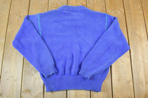 Vintage 1990s Liz Sport Floral 3D Colored Cable Knit Crewneck Sweater / Vintage 90s Crewneck / Abstract Patterns / Streetwear