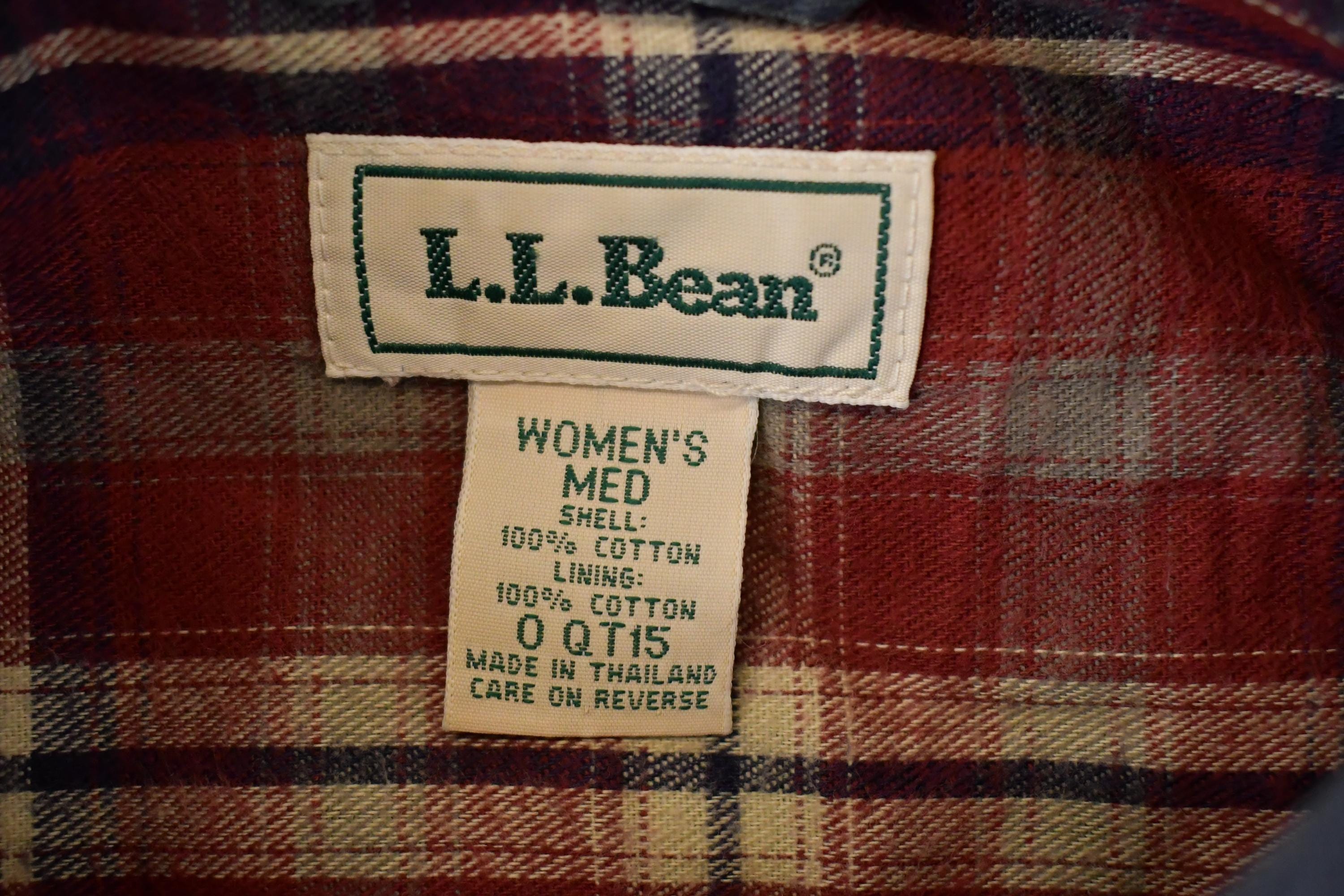 Vintage 1990s LL Bean Plaid Lined Denim Button Up Shirt Women's L