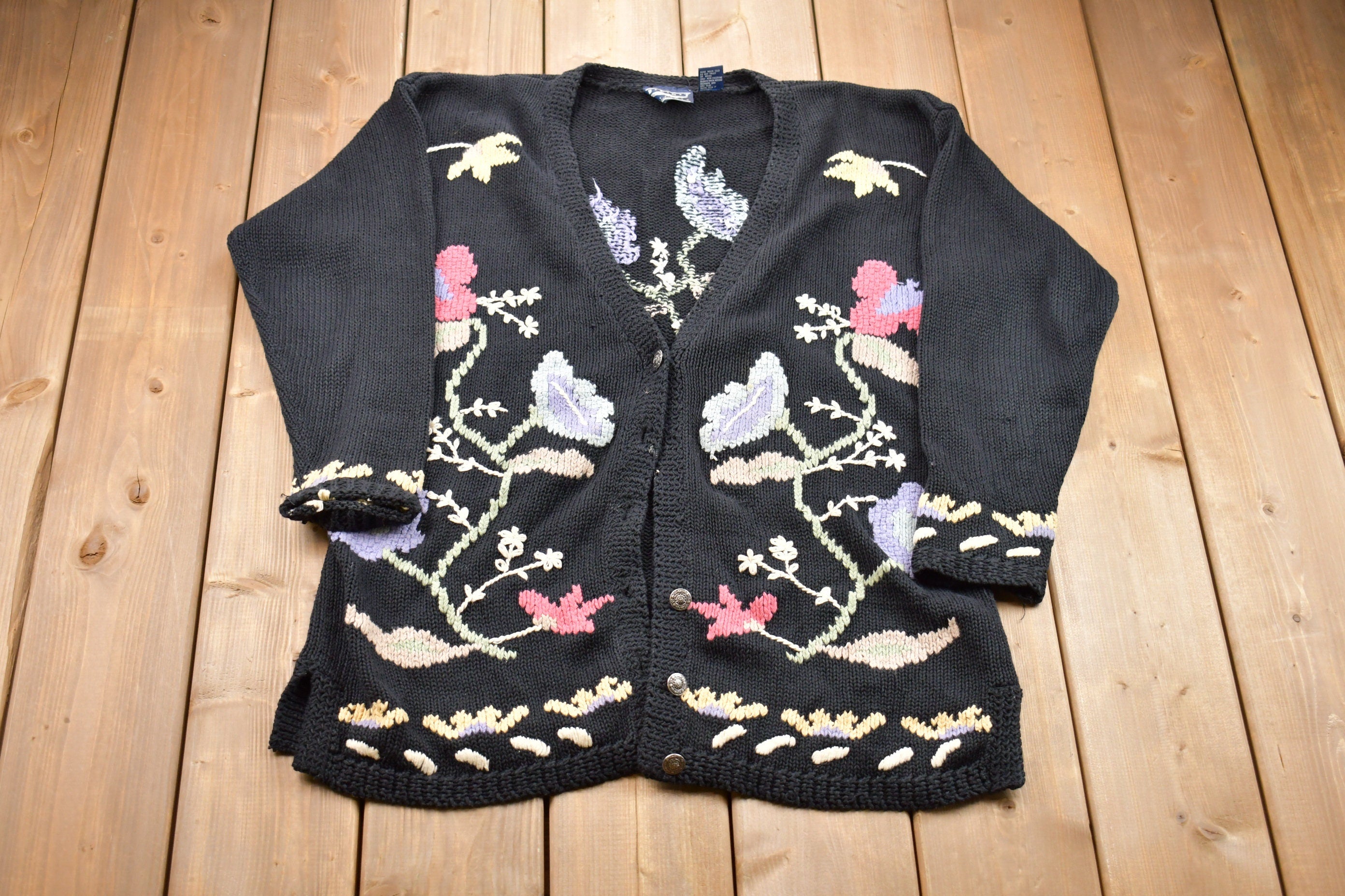 Vintage 1990s Floral Knitted Sweater