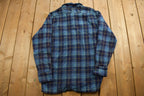 Vintage 1990s Wool Blue Plaid Flannel Button Up Shirt