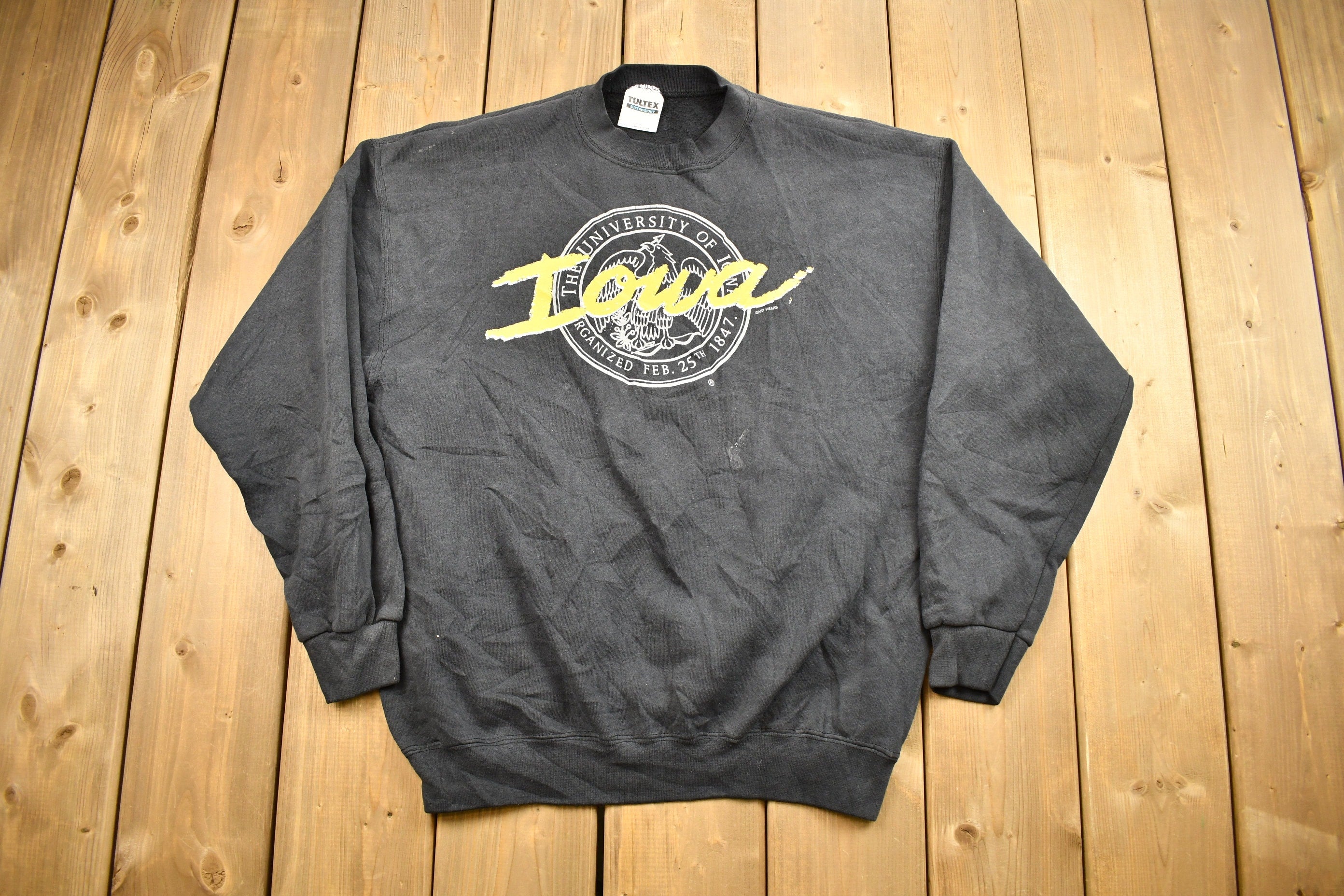 Vintage 1990s University of Iowa Collegiate Crewneck  Iowa Hawkeyes  NCAA Sweatshirt  Sportswear  Americana  Made In USA