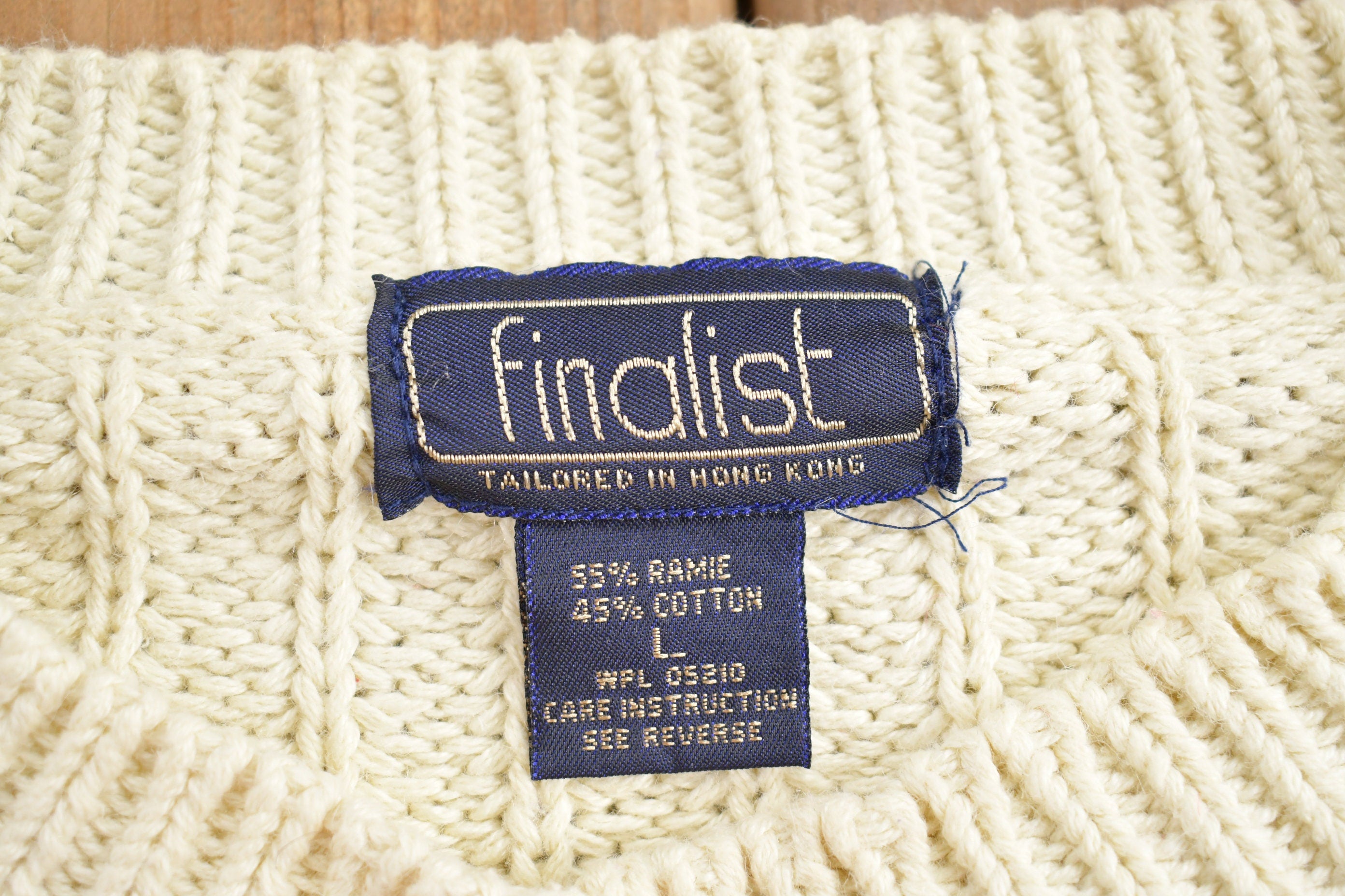 Vintage 1990s Finalist Beige Knitted Crewneck Sweater