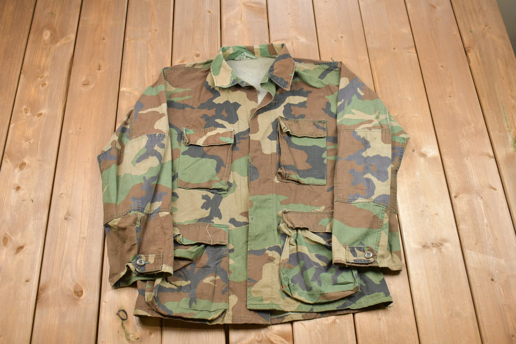 Vintage 1990s Army Camo Button Up Jacket