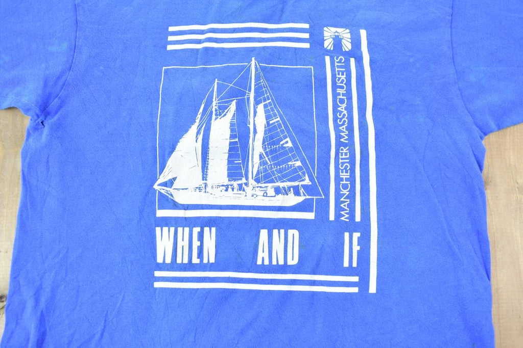 Vintage 1990s Manchester Massachusetts Single Stitch Sailboat Graphic T-Shirt