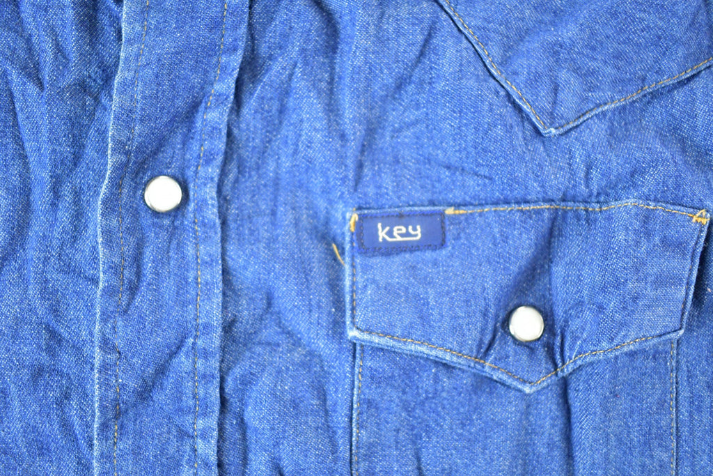 Vintage 1970 Key Denim Button Up Shirt Men's XL