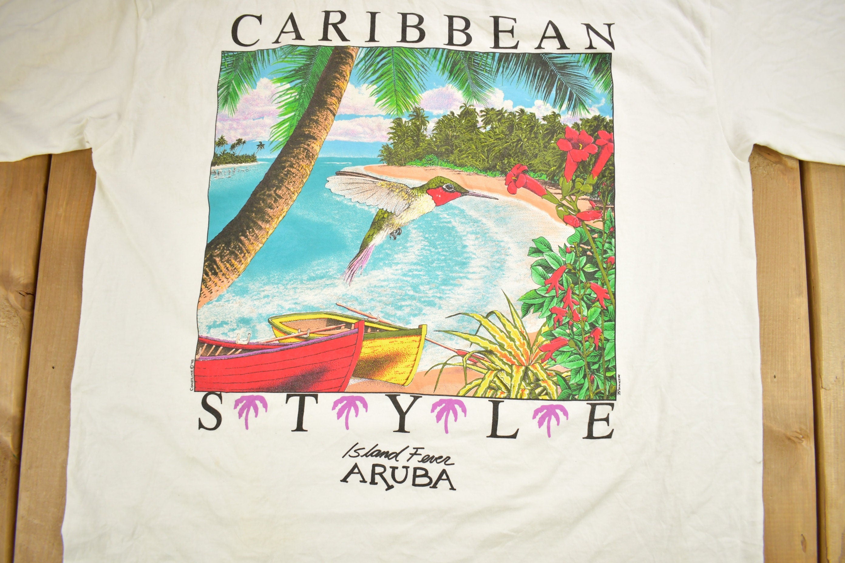 Vintage 1995 Caribbean Style Graphic Souvenir T Shirt