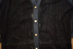 Vintage 1980s Giacomo Firenze Suede Leather Knit Cardigan Sweater