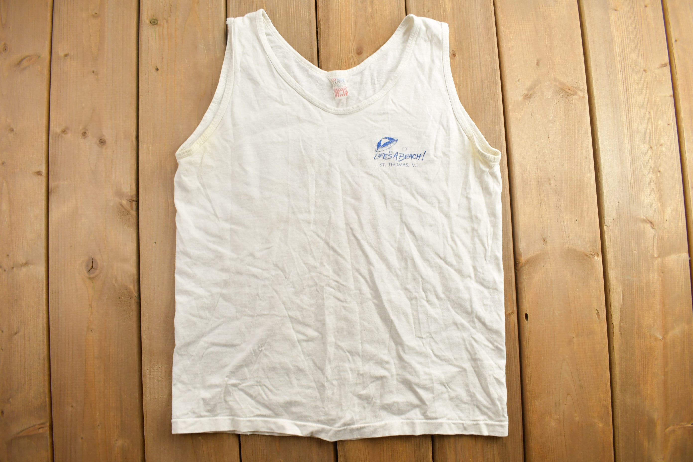 Vintage 1990s Life's A Beach Travel Tank Top