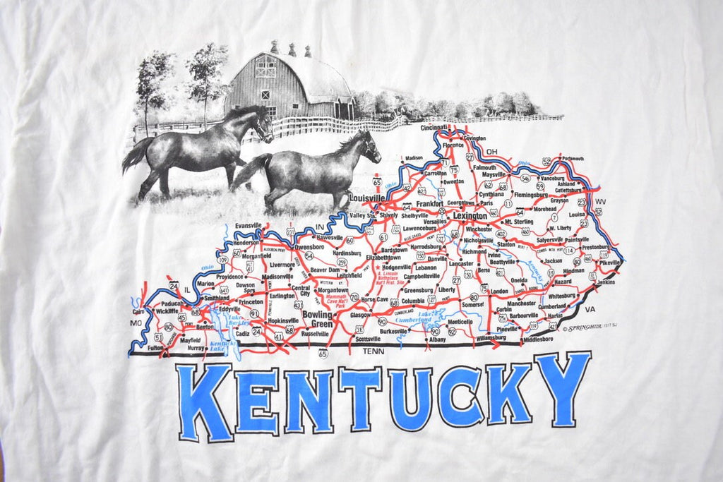 Vintage 1990s Map of Kentucky Souvenir T Shirt Size XL