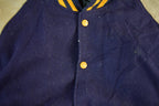 Vintage 1970s Wool Letterman Jacket: Leather Sleeves, Size 42
