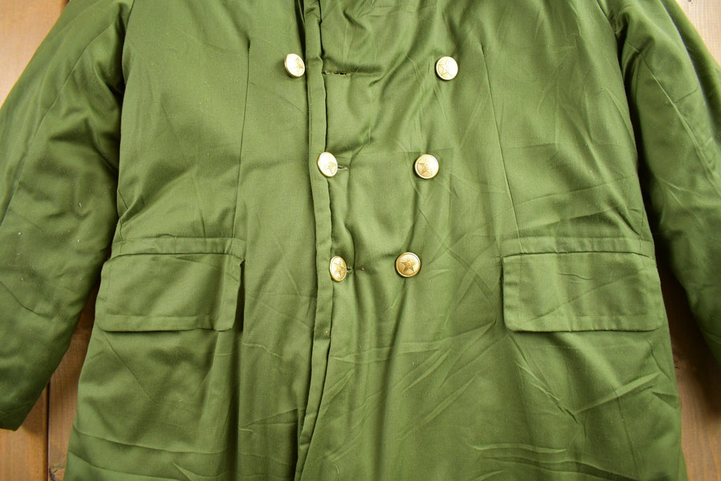 Vintage 1980s Military Winter Lined Button Up Army Jacket