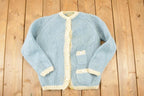 Vintage 1970s Tami Hand Knit Abstract Knit Cardigan Sweater Women's M