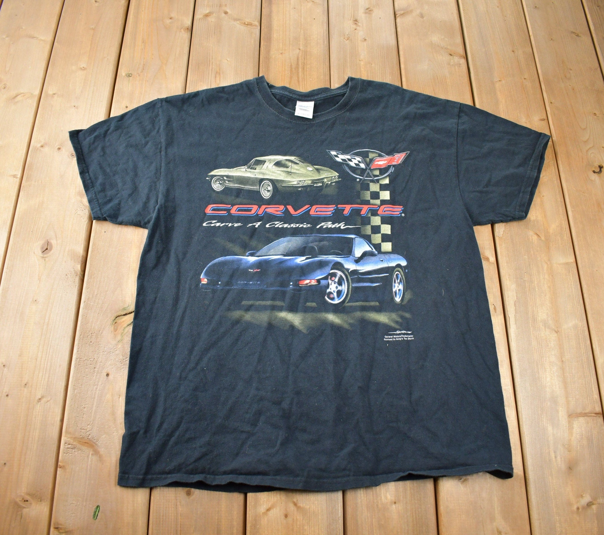 Vintage 1990s Chevy Corvette Racing Graphic T-Shirt Made In USA Size XL