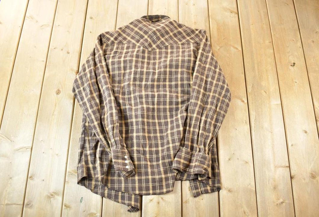 Vintage 1990's Wrangler Plaid Button Up Western Shirt Made In USA