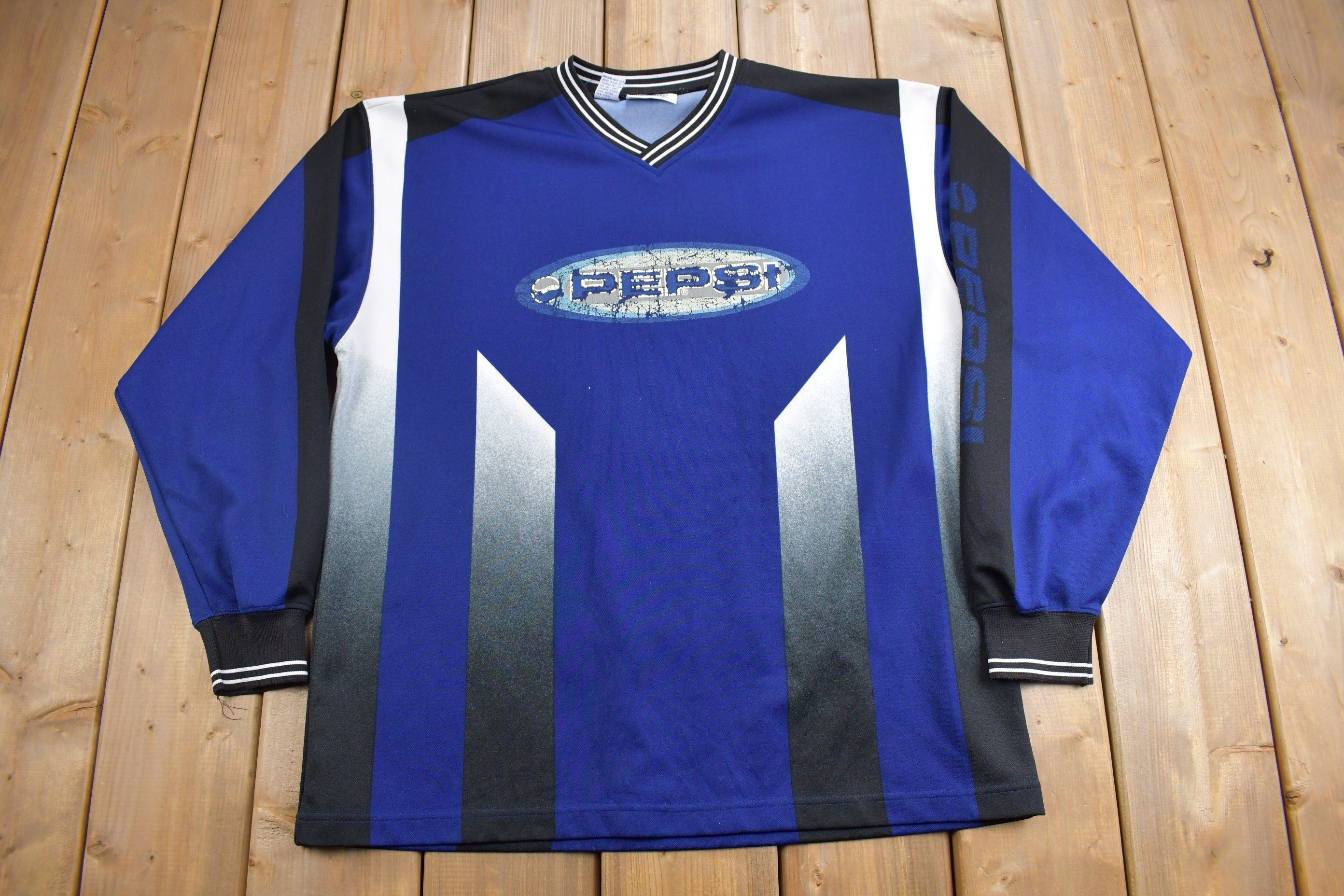 Vintage 1990s Pepsi Long Sleeve Graphic Jersey Shirt