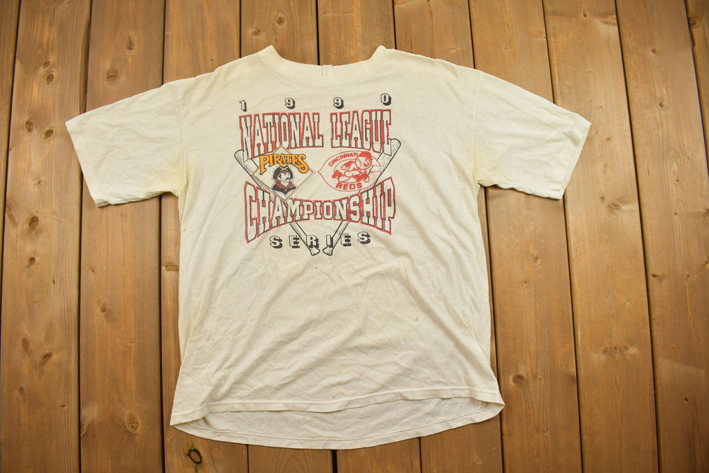 Vintage 1990 Reds and Pirate Championship MLB Graphic T-Shirt