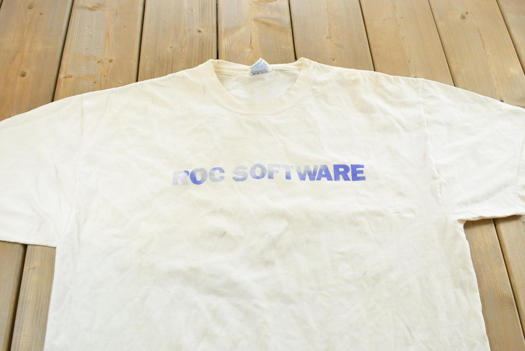 Vintage 1990s Hanes Roc Software Faded T-Shirt Mens XL