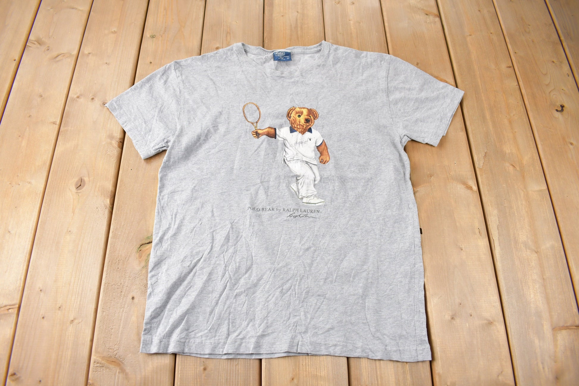 Vintage 1990s Polo Bear By Ralph Lauren Tennis Graphic T Shirt Size S