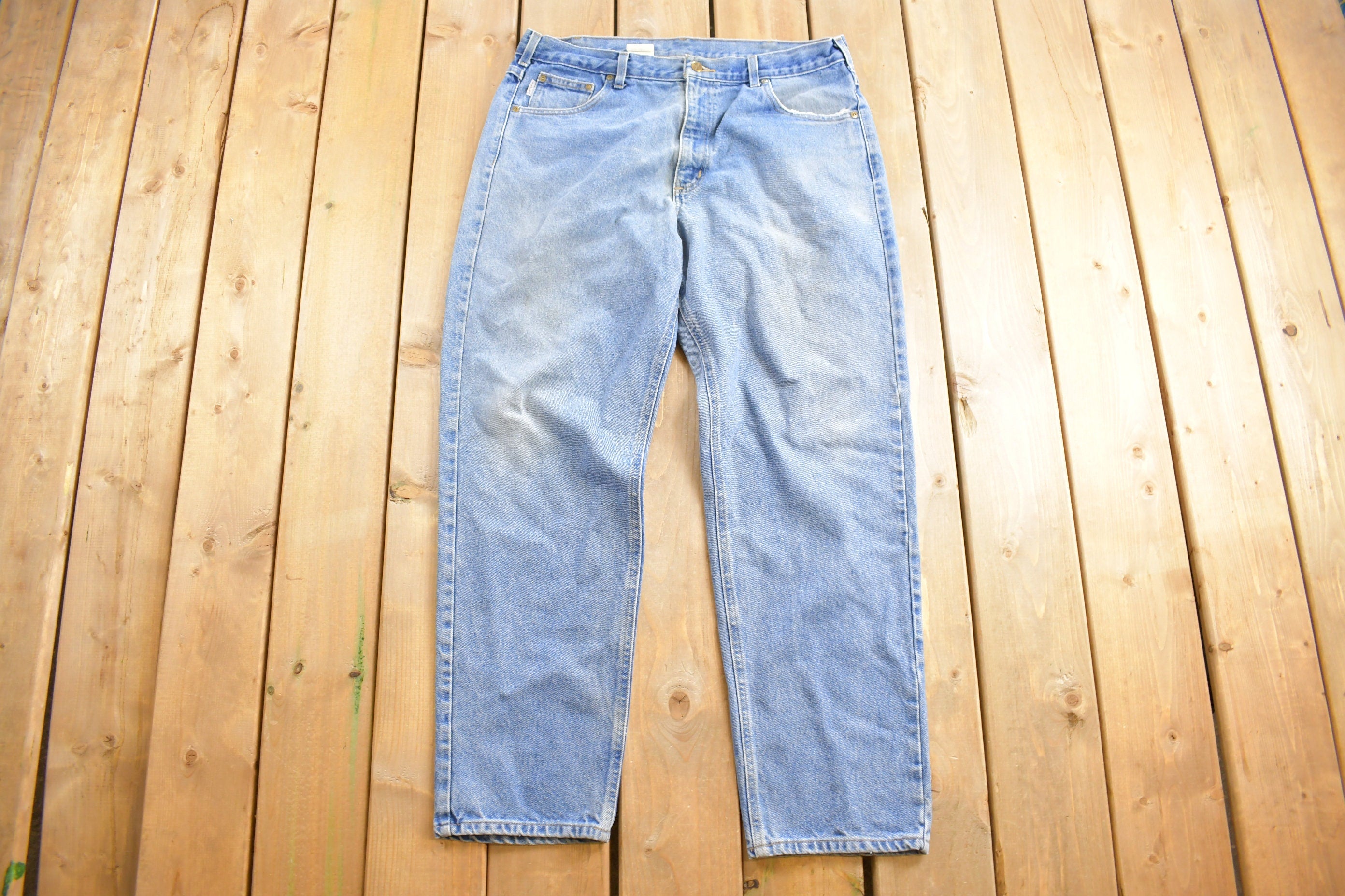 Vintage 1990s Carhartt Light Wash Jeans Size 38 x 31 90s Carhartt Jeans