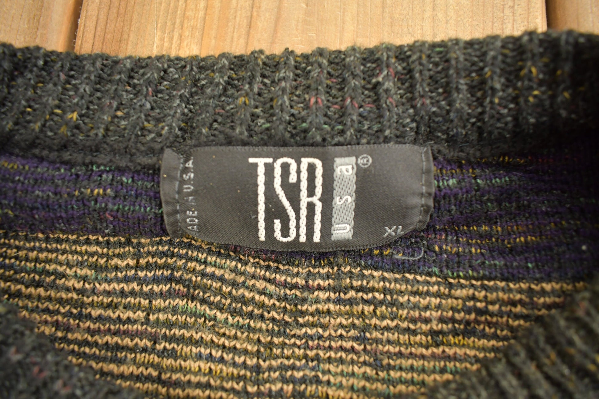 Vintage 1990s Abstract Striped Knit Crewneck Sweater / Vintage 90s Crewneck / All Over Pattern / Sweatshirt / Abstract Pattern / TSR USA