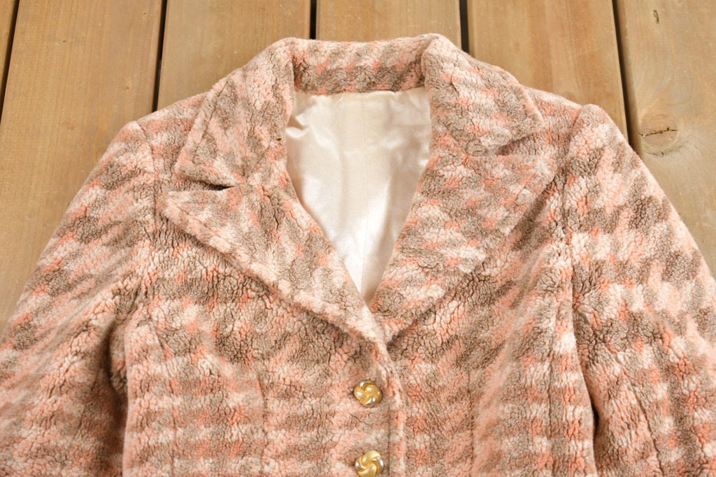 Vintage 1980s Fleece Houndstooth Blazer