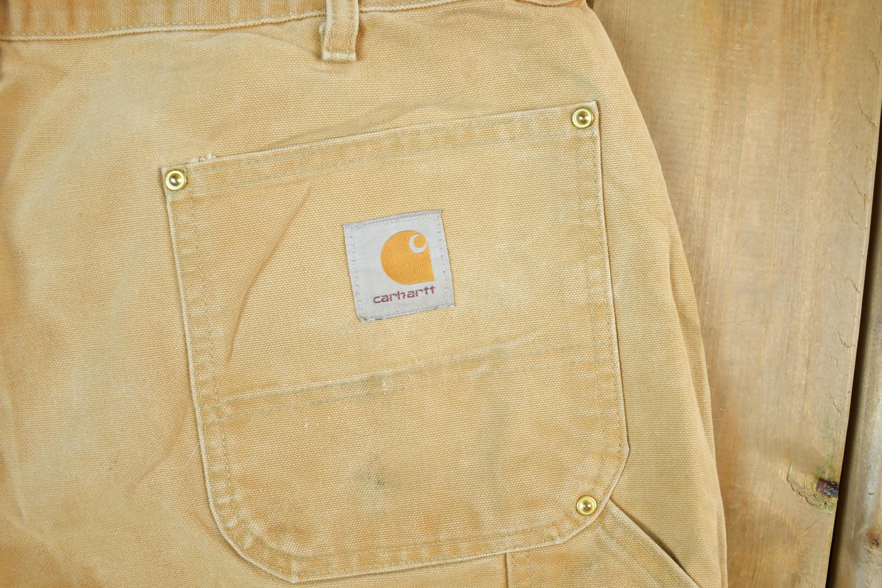 Vintage 1990s Tan Carhartt Double Knee Denim Work Jeans Size
