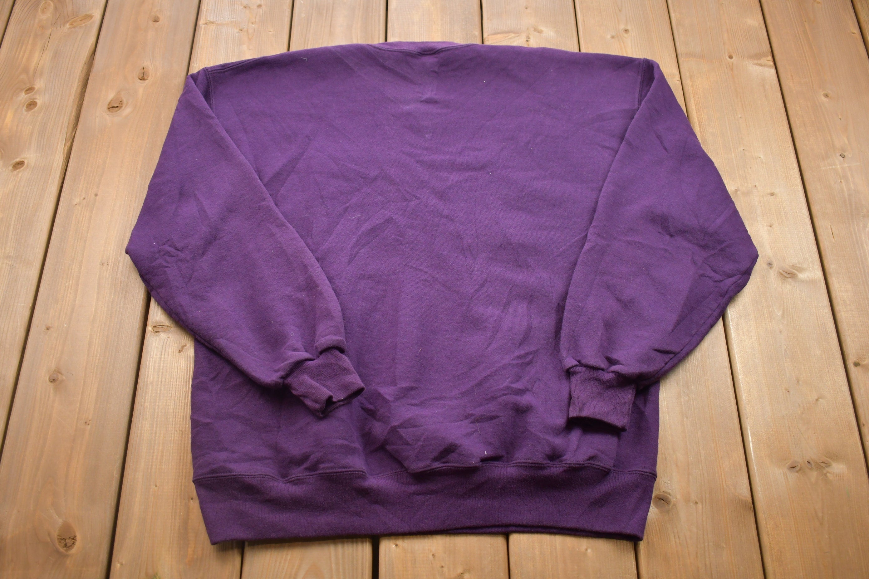 Vintage 1990s Russell Athletics Blank Purple Crewneck Sweatshirt