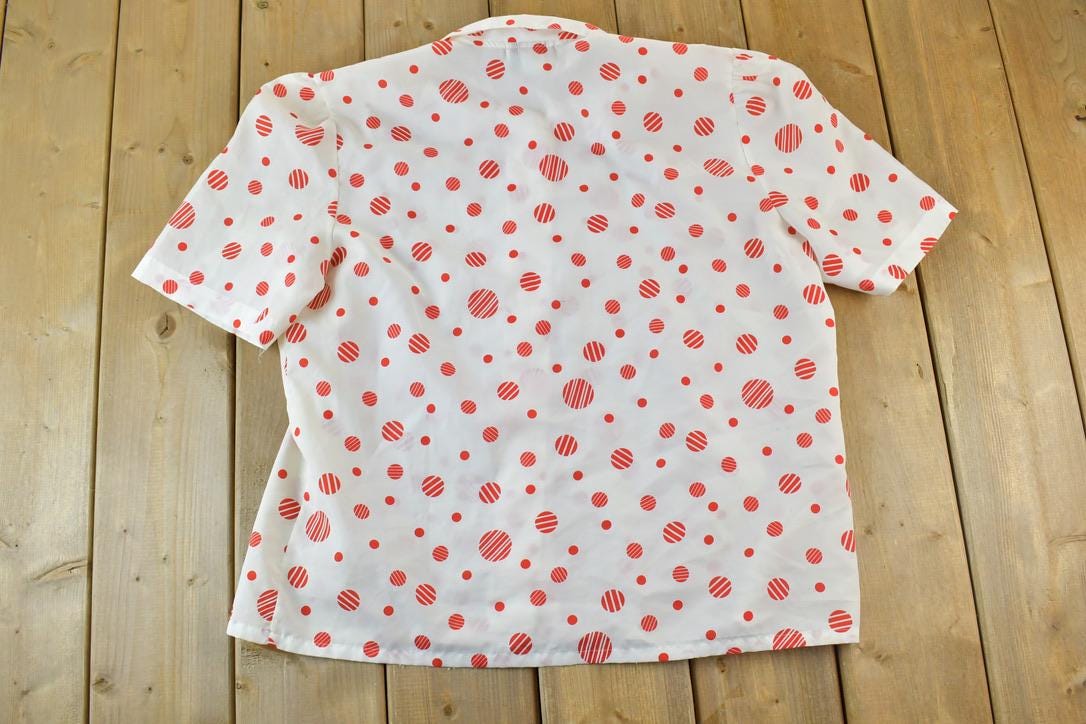 Vintage 1960s Judy Bond polka Dot Button Up Shirt