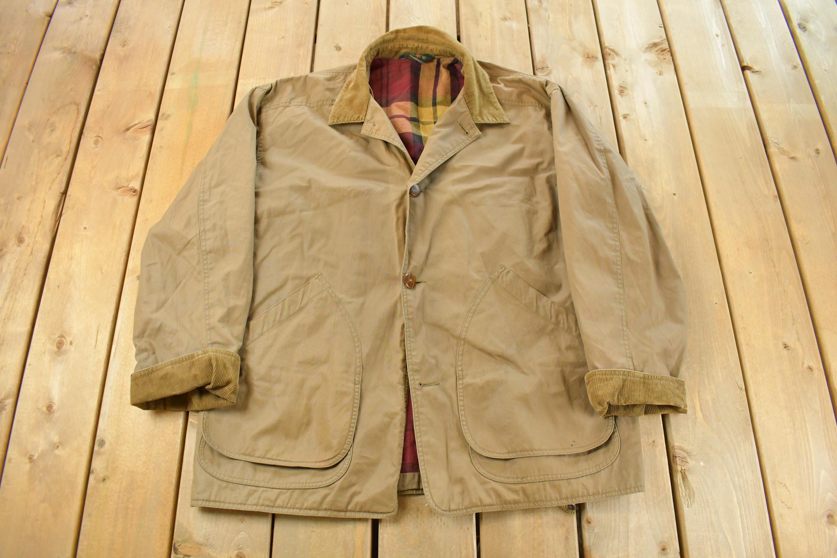 Vintage 1990s J. Crew Plaid Lined Chore Coat Men's Large
